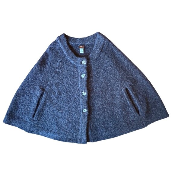 Tea Collection Other - TEA COLLECTION Button Up Cape Shawl Girls 6-7 M Cozy Gray Boucle Poncho Grey